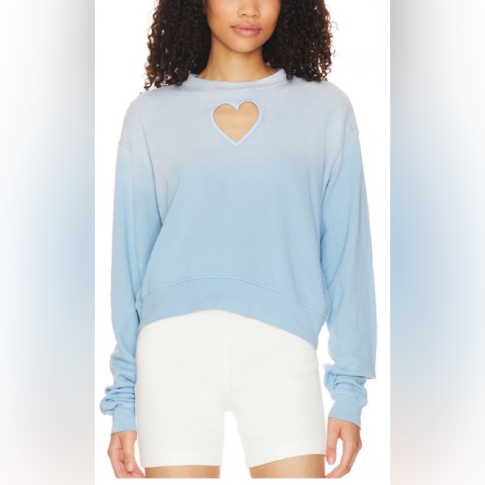 Blue Heart  Ombré Cutout Sweatshirt Size L Cotton Blend